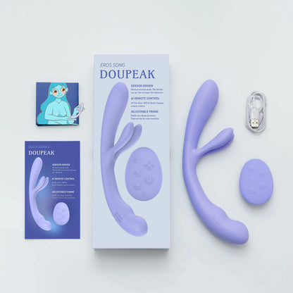 Doupeak Double Penetration Vibrator for Lesbian Couples, Female G-spot Internal Clitoris Stimulator Double Dildo, Adult Sex Toys