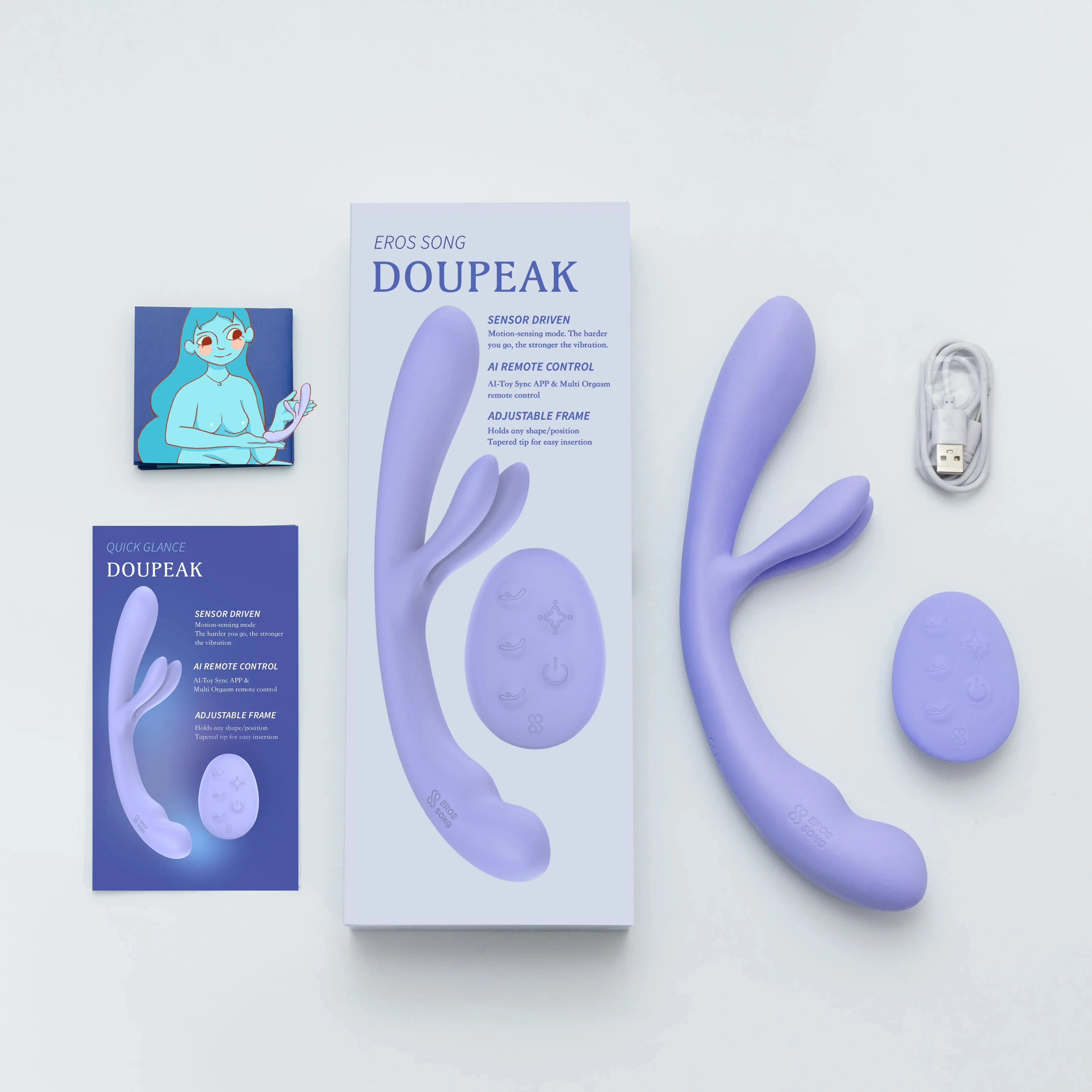 Doupeak Double Penetration Vibrator for Lesbian Couples, Female G-spot Internal Clitoris Stimulator Double Dildo, Adult Sex Toys