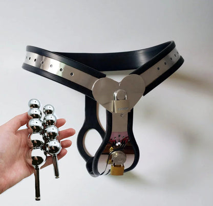 Female Stainless Steel Chastity Belt with Dildo Plug Underwear BDSM Bondage Exotic Chastity Device Flirting Women Toys for Woman