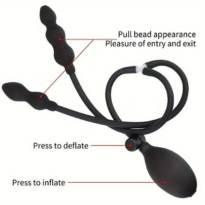 Inflatable Anal Plug Sex Toys for Women Men Silicone Double Anal Balls Butt Plug Expand Trainer Anal Dilator Dildo Adult Sex Toy