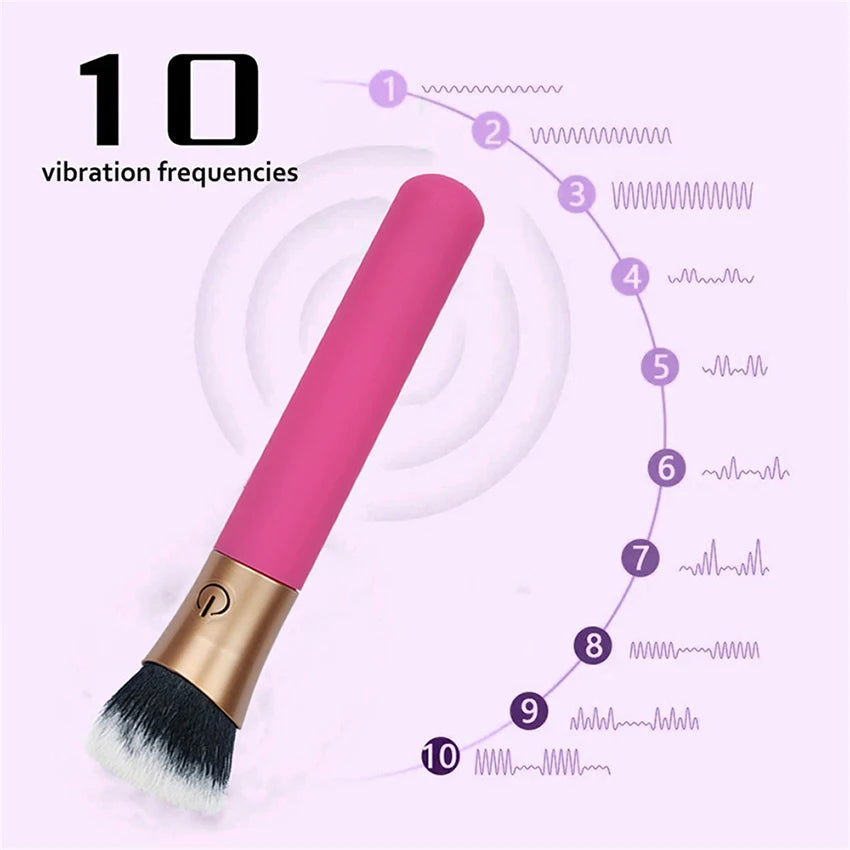 Vibrators Makeup Brush Massagers Strong Shock 10 Modes Vibration Nipple Clitoral Masturbation Stimulator AV Magic Dildo Wand 18+