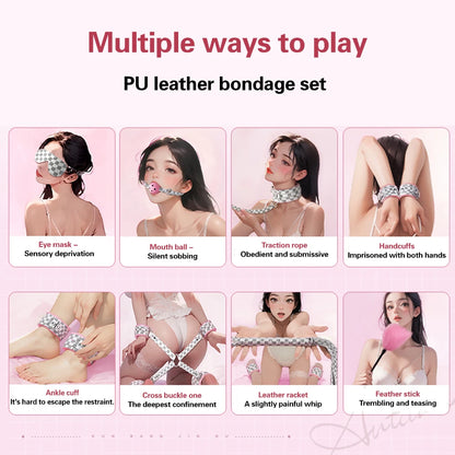 Bondage Toys BDSM Sex Restrsaints Erotic Adults Toys Handcuffs Ankle Cuffs Collar Sex Toy Adults Games Sex Leather Ferminino Kit