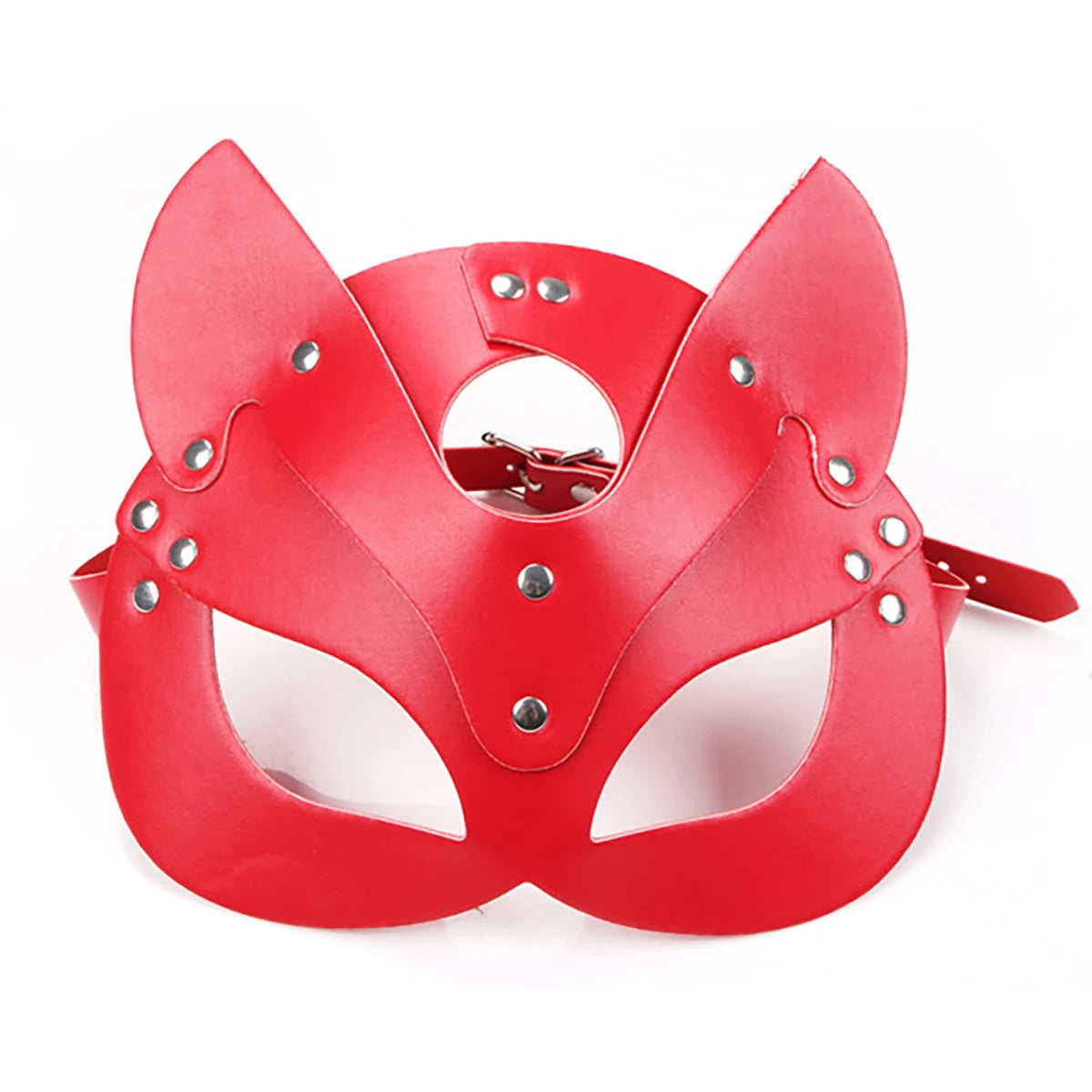 Women Sexy Red Leather Mask Gothic Cosplay Masquerade Ball Half Face Cat Mask BDSM Sex Games Toy Party Fancy Masks Accessories