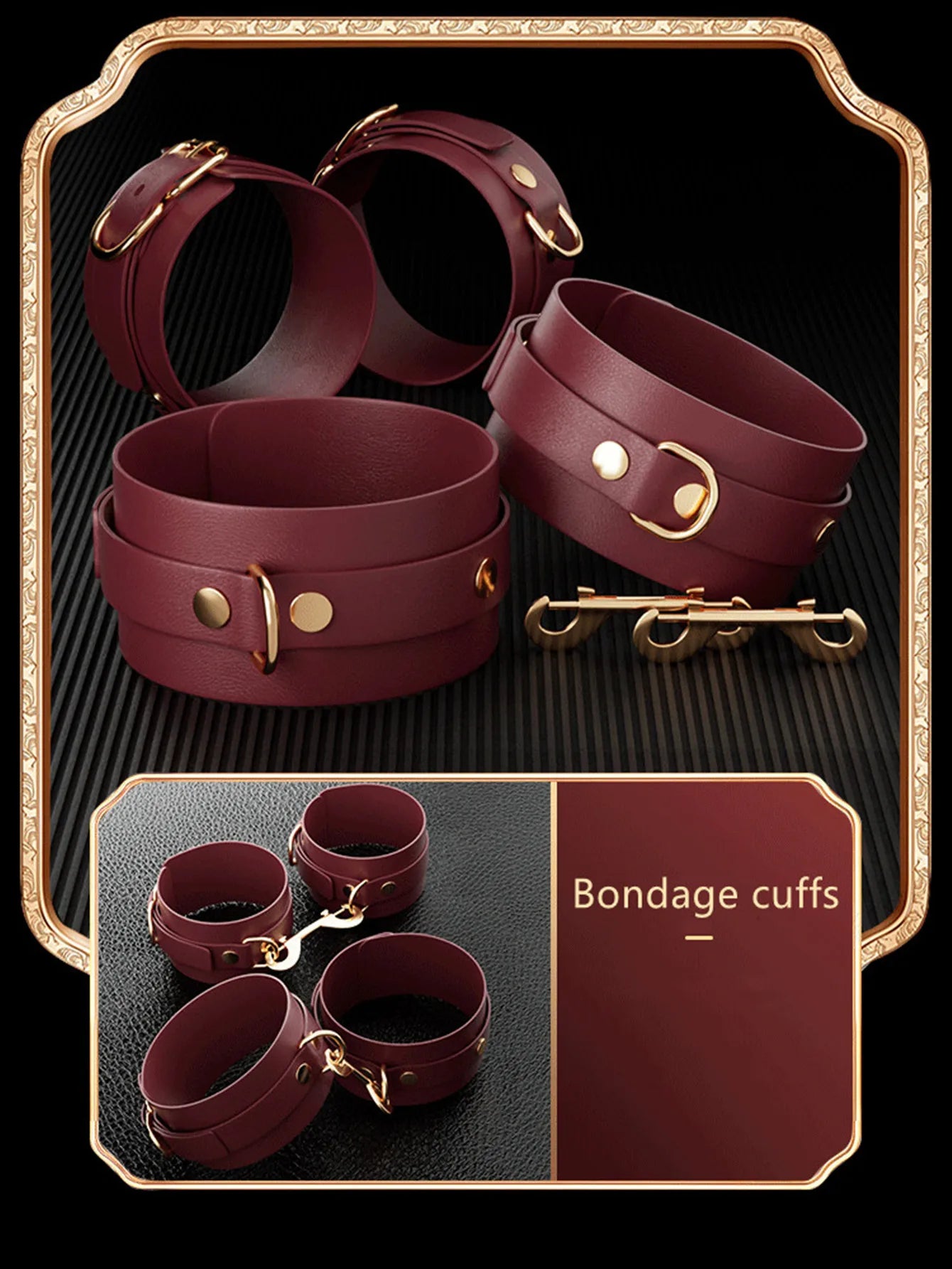 Sexy BDSM Leather Plush Bundle Set, Exotic Sex Toy, Gear Collar, Hip, Oral Erotic Bundle, Eye Mask, Whipping Nipple Clip
