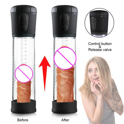 Electric Penis Pump Penis Enlarger Vacuum Pump Sex Toys for Men Penile Bigger Trainer Adult Male Masturbator Penis Enlargement
