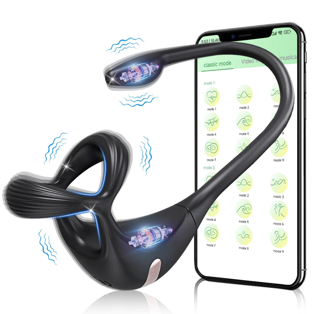 Vibrating Butt Plug for Men Prostate Massager APP Anal Vibrator Cock Ring Perineum Scrotum Massager Sex Toy for Couples