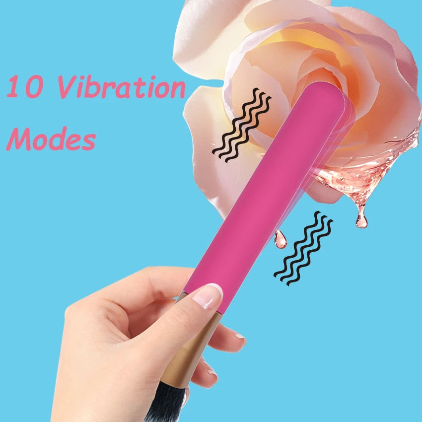 Vibrators Makeup Brush Massagers Strong Shock 10 Modes Vibration Nipple Clitoral Masturbation Stimulator AV Magic Dildo Wand 18+