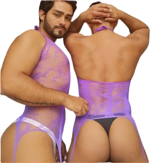 Chaussettes rayées à entrejambe ouvert pour hommes