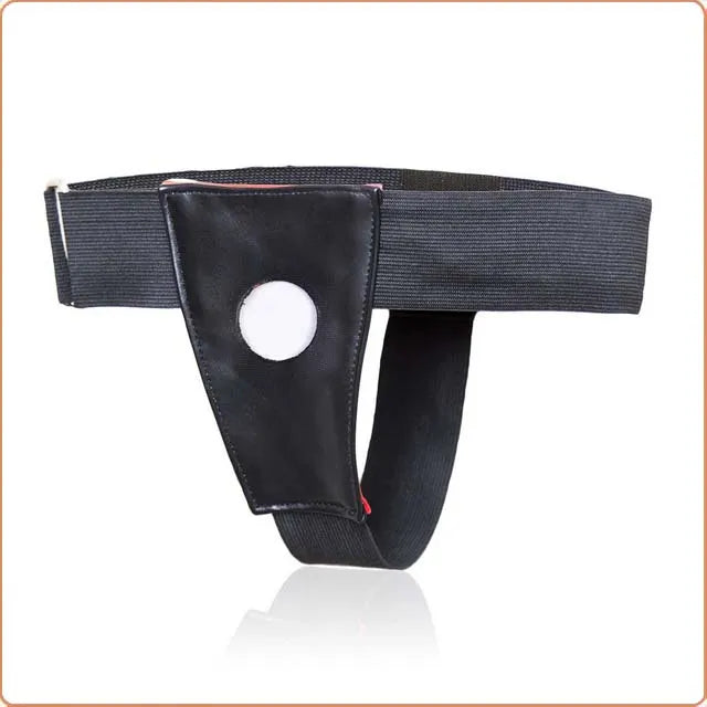 Black wearable dildo underwear.