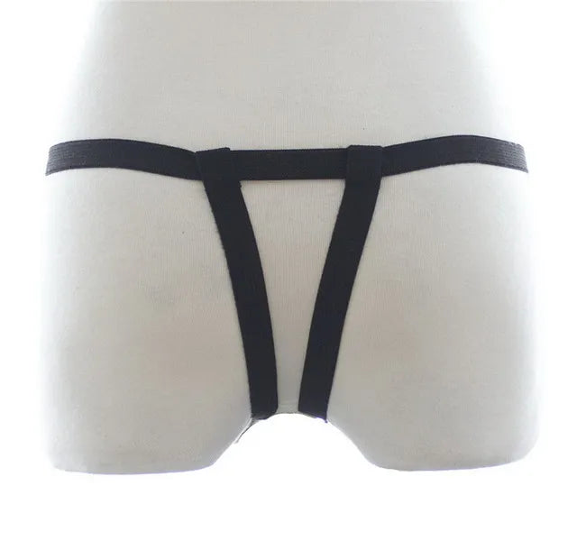 Fetish Chastity Belt for Women - BDSM Thong with Metal Studs for Role Play | Red / White