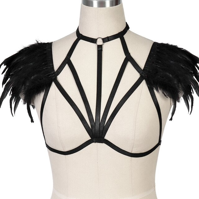 Body Harness Bra Feather.