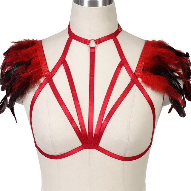 Body Harness Bra Feather.