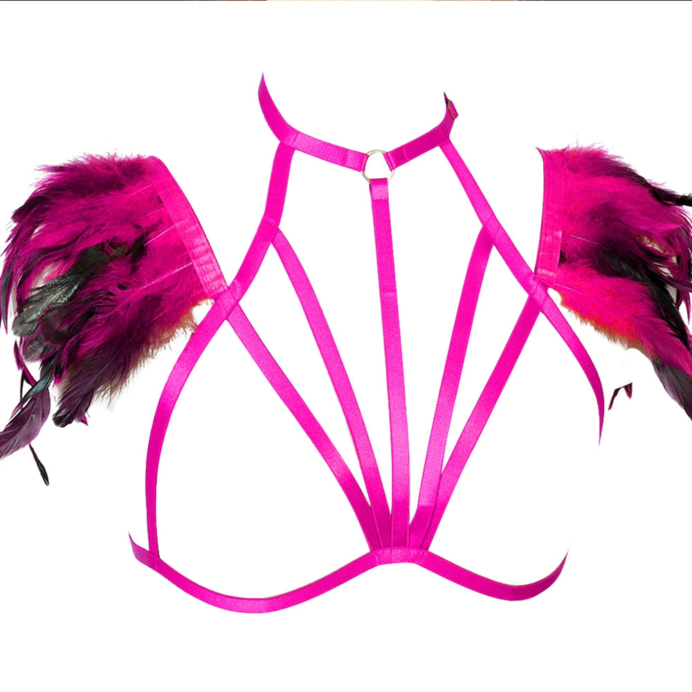 Body Harness Bra Feather.