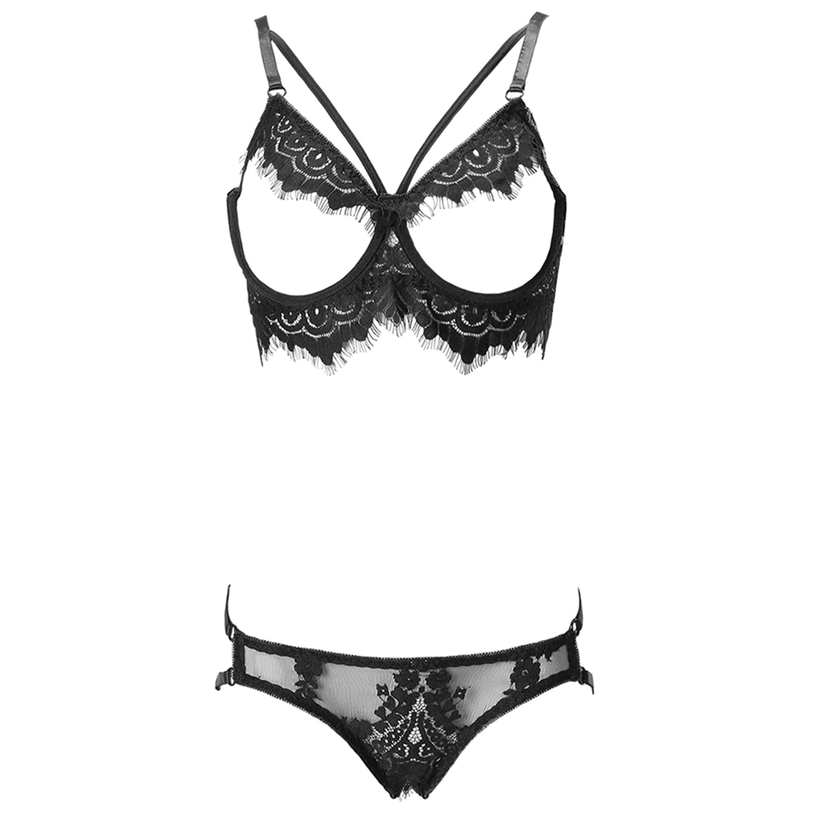 Ensemble de lingerie soutien-gorge sans bonnet découpé G String