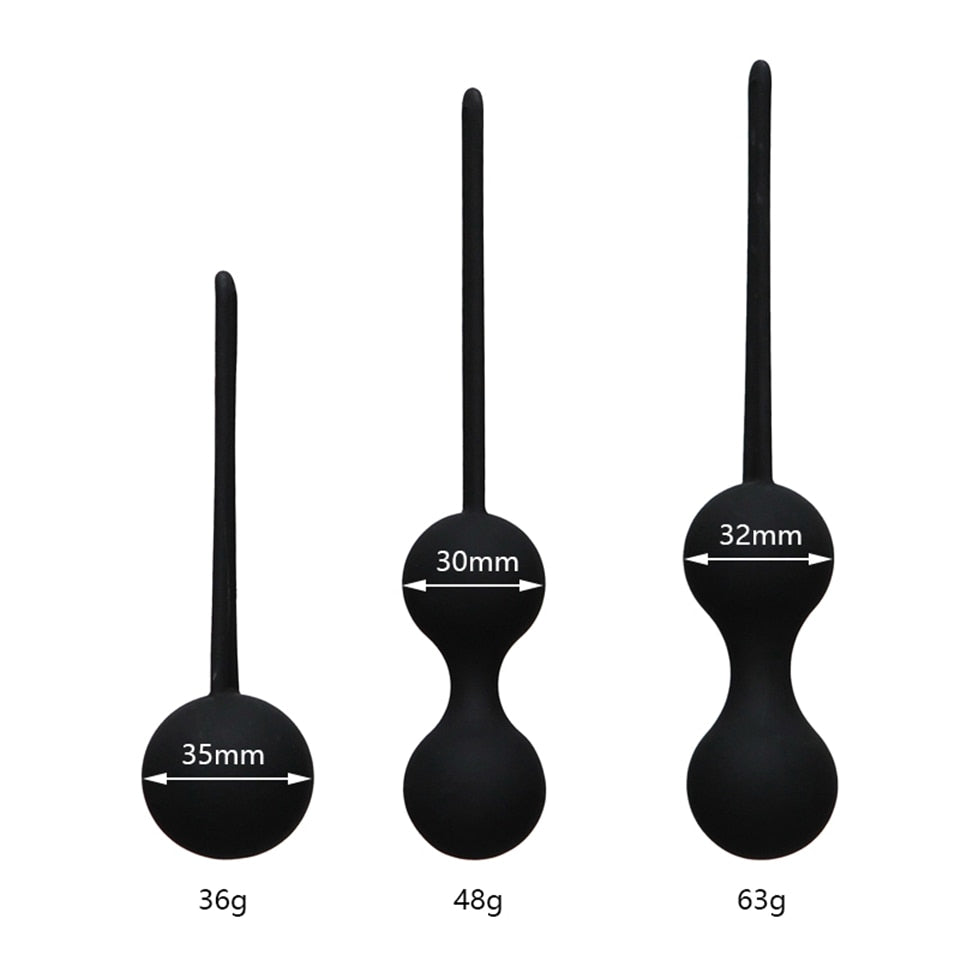3PCS Silicone Kegel Balls - Ben Wa Vagina Muscle Trainer for Women - S, M, L Sizes - Smart Kegel Exercise Balls