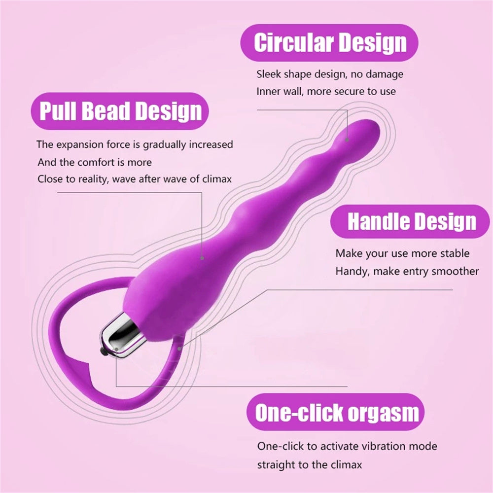 Vibrating Anal Plug with Prostate Massage Beads - Soft Silicone Butt Plug for Couples