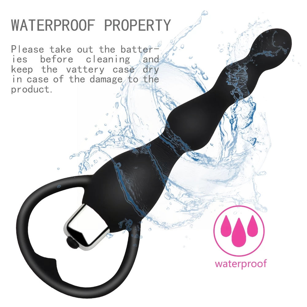 Vibrating Anal Plug with Prostate Massage Beads - Soft Silicone Butt Plug for Couples