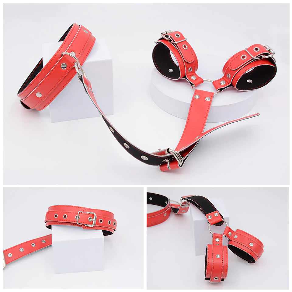 Bondage BDSM Kit Adult Handcuffs and neck Cuff.