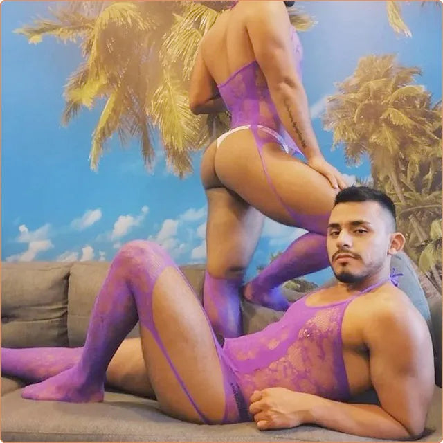 Chaussettes rayées à entrejambe ouvert pour hommes