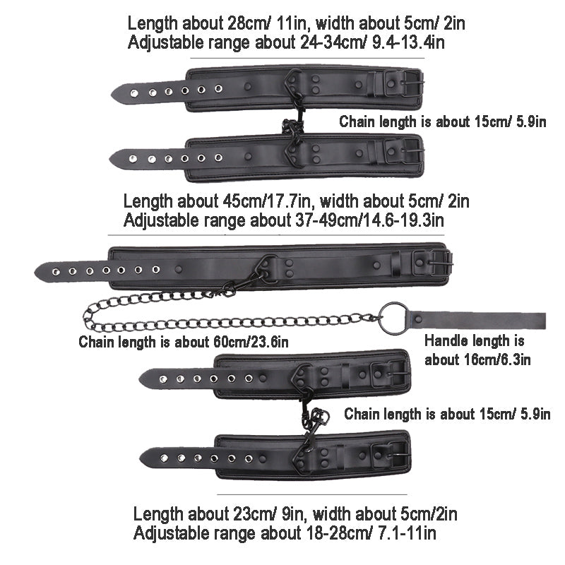 Black Leather Bdsm Bondage Set 3pcs.
