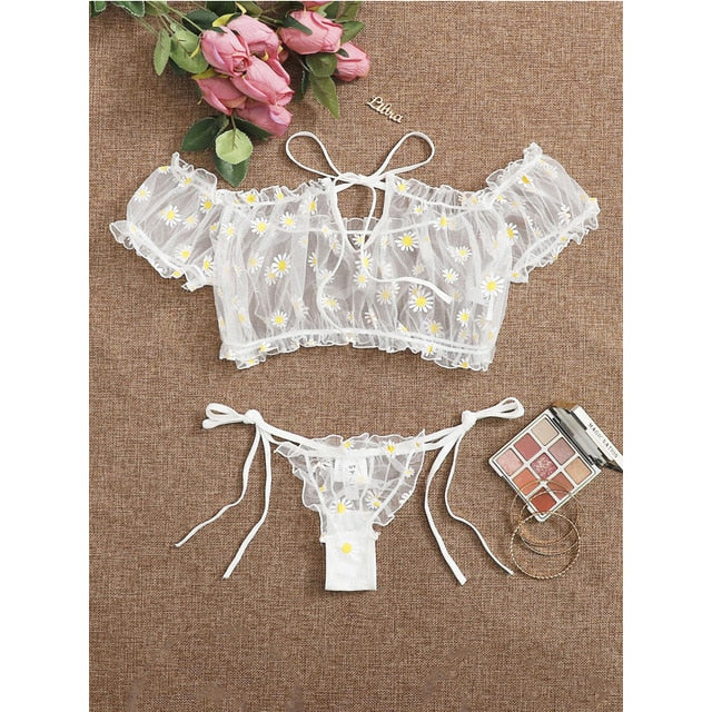 Sexy Bra Set Embroidery Floral