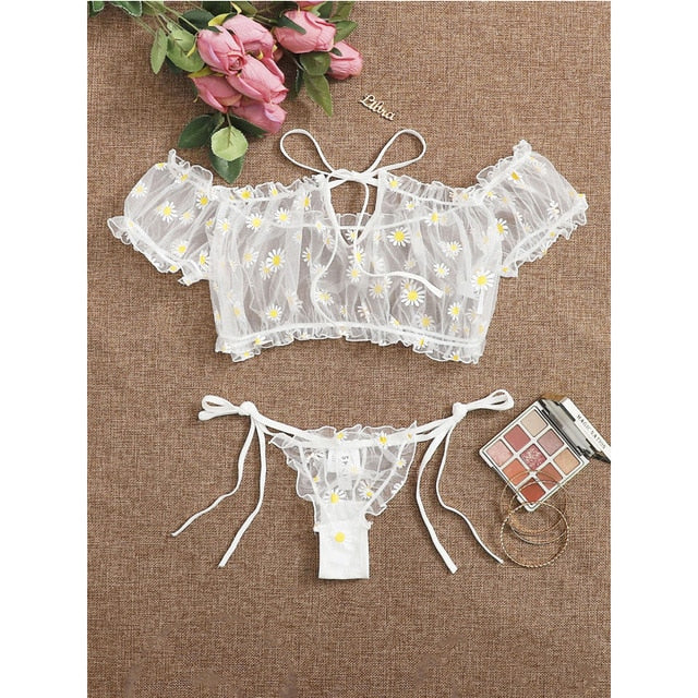 Ensemble de soutien-gorge sexy broderie florale